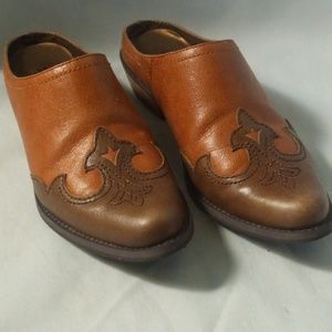 Yellow Box Deanne Tan/Brown Leather Western Mules